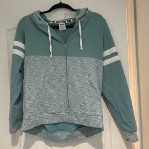VS PINK Blue Zip Up Hooded Sweatshirt